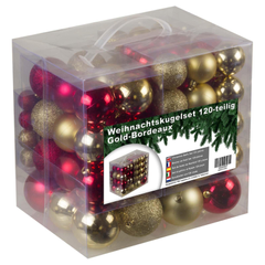 Praxis Kunststof Kerstballen set 120 ballen - binnen buiten - Goud/Bordeaux aanbieding