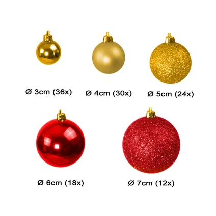 Kunststof Kerstballen set 120 ballen - binnen buiten - Goud/Bordeaux 2