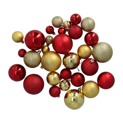 Kunststof Kerstballen set 120 ballen - binnen buiten - Goud/Bordeaux 5