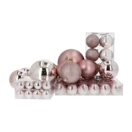 Boule de Noël en plastique lot de 94 boules - usage intérieur/extérieur - Rose 4