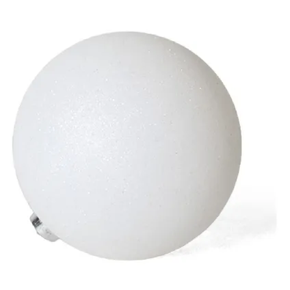 Gerimport Kerstballen - 3ST - wit - glitter - plastic - 10cm 2