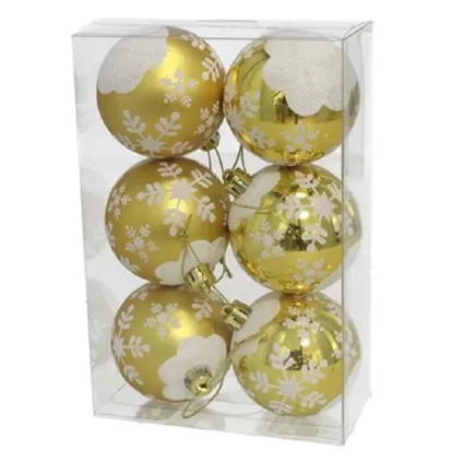 Gerimport Kerstballen - goudkleurig - 6ST - gedecoreerd - D6 cm 2