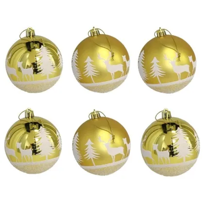 Gerimport Kerstballen - goudkleurig - 6ST - gedecoreerd - D6 cm