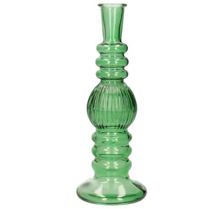 Ideas 4 Seasons Vaas Florence - groen glas - ribbel - D8,5xH23cm
