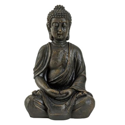 Boeddha beeldje - binnen/buiten - kunststeen - 30 x 20 cm