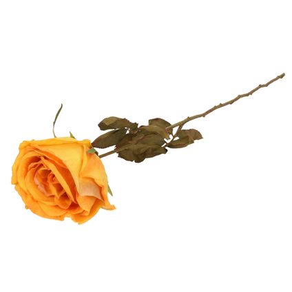 Top Art Kunstbloem roos Calista - perzik oranje - 66 cm - kunststof steel