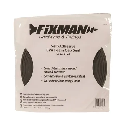 Fixman Tochtstrip - wit - zelfklevend - I-profiel - 10,5 m - 3 tot 8 mm 2