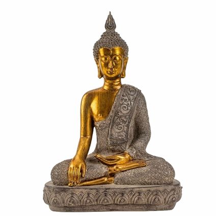Boeddha beeldje - binnen/buiten - kunststeen - 27 x 39 cm