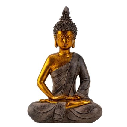 Boeddha beeldje - binnen/buiten - kunststeen - 26 x 17 cm