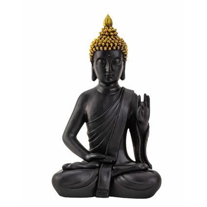 Boeddha beeldje - binnen/buiten - kunststeen - 31 x 18 cm