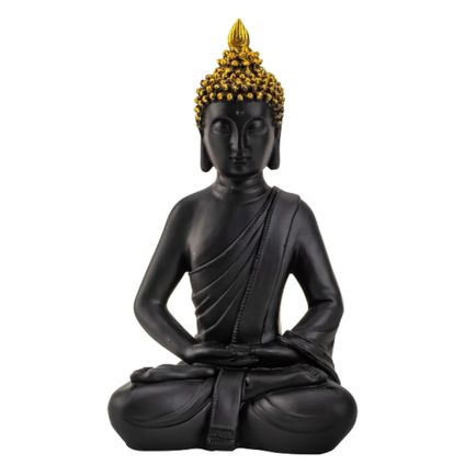 Boeddha beeldje - binnen/buiten - kunststeen - 30 x 17 cm