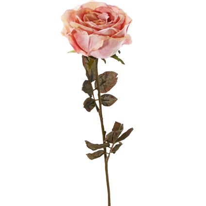 Top Art Kunstbloem roos Calista - oud roze - 66 cm - kunststof steel