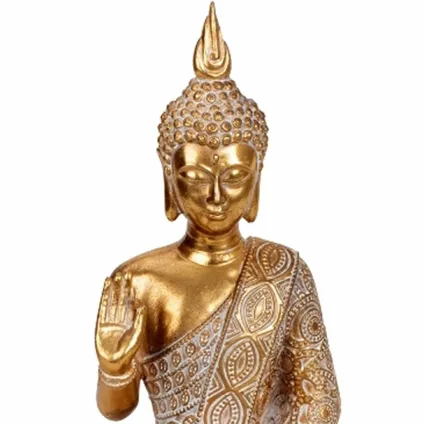 Boeddha beeldje - binnen/buiten - kunststeen - 38 x 23 cm - kaarsje 2