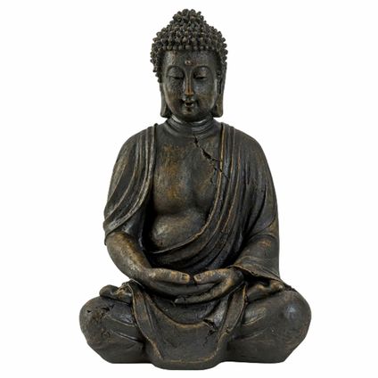 Boeddha beeldje - binnen/buiten - kunststeen - 38 x 25 cm