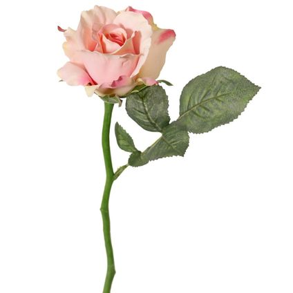 Topart Kunstbloem roos de luxe - roze - 30 cm - kunststof steel
