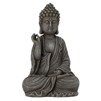 Boeddha beeldje - binnen/buiten - kunststeen - 39 x 24 cm