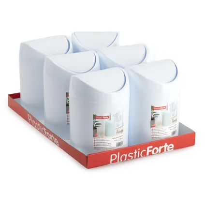 Plasticforte Mini prullenbakje - wit - kunststof - aanrecht model 3
