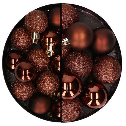 Cosy and Trendy kerstballen - 32x - donkerbruin - 3 en 6 cm