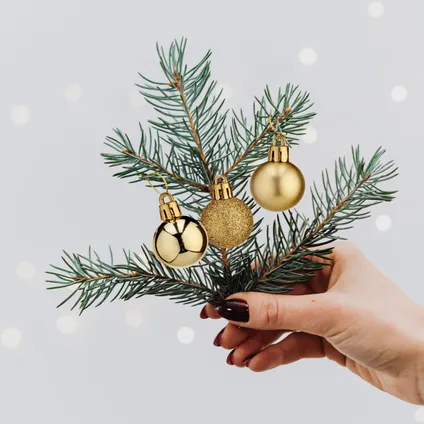 Arte r Kerstballen - 20ST - mini - goud - kunststof - 3 cm 4