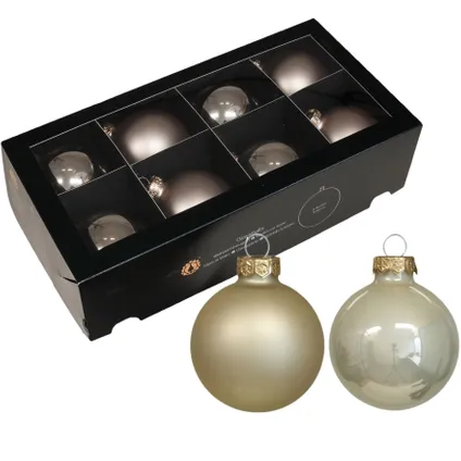 Othmar Decorations kerstballen - 38x st - champagne - glas - 6 en 8 cm 2