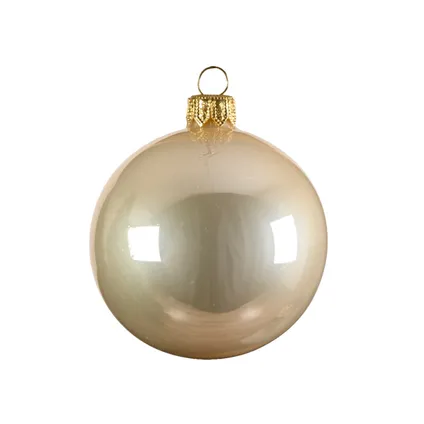 Decoris Kerstballen - 6ST - champagne - glas - glans - 6 cm 2