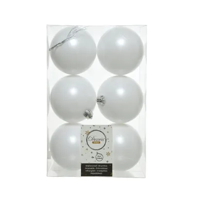 Decoris Kerstballen - 12x st - 8 cm - wit en paars -plastic 2