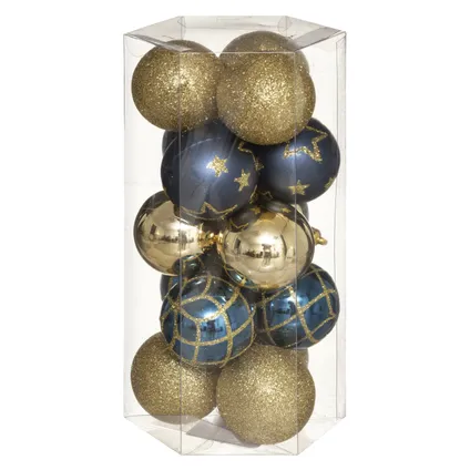 Atmosphera Kerstballen - 27x - donkerblauw/goud - 4 en 5 cm 3