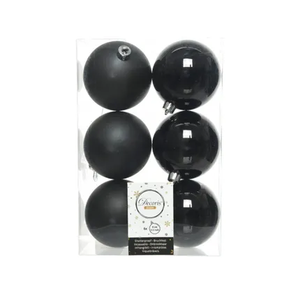 Decoris Kerstballen - 12x st - 8 cm - zwart en paars -plastic 2