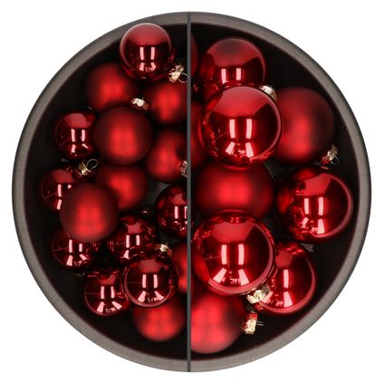 Othmar Decorations kerstballen - 46x st - rood - glas - 6 en 8 cm