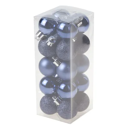 Kerstballen mini - 40x - donkerblauw en donkerbruin - 3 cm - kunststoff 2