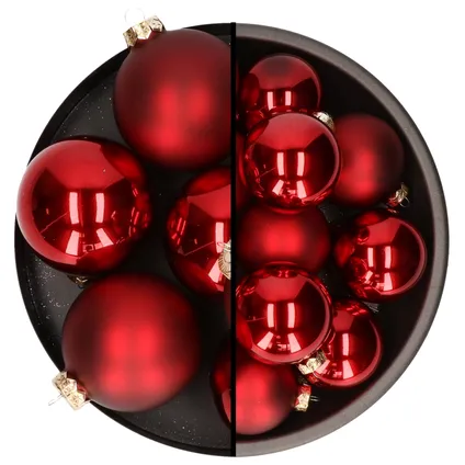Othmar Decorations kerstballen - 10x st - donkerrood - glas - 8 en 10 cm