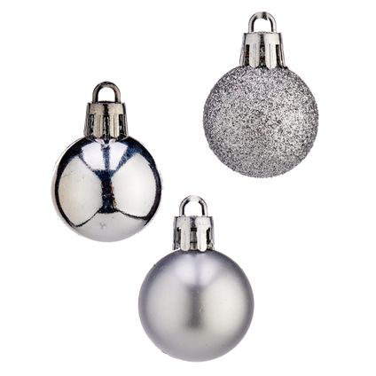 Arte r Kerstballen - 20ST - mini - zilver - kunststof - 3 cm