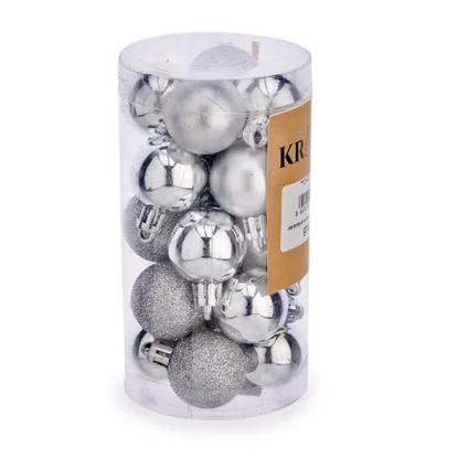 Arte r Kerstballen - 20ST - mini - zilver - kunststof - 3 cm 3
