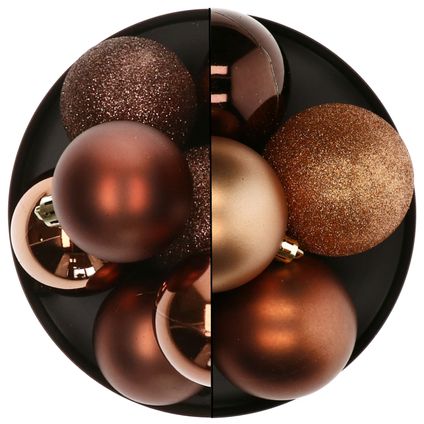 Atmosphera Kerstballen - 13x st - brons - 5 en 7 cm - kunststof