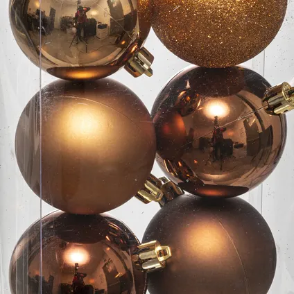 Atmosphera Kerstballen - 13x st - brons - 5 en 7 cm - kunststof 2