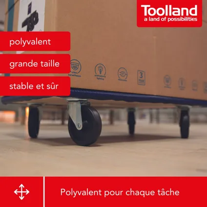Toolland Plateau roulant, 4 roues pivotantes, capacité de charge 400 kg,, Triplex, Noir, Bleu, 40 cm x 13.5 cm x 65 5