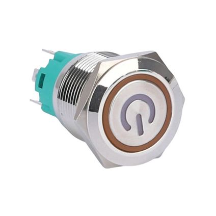 Interrupteur à pression en métal Orbit Electronic - indicateur LED ON-OFF - 16mm - 12V/24V - Blanc