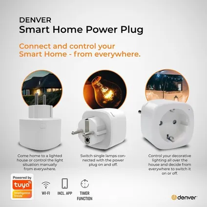 Prise Intelligente Denver avec Compteur d'Énergie via Application - SHP102 - Blanc 2
