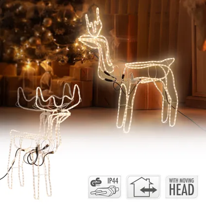 Silhouette renne LED tête motorisée décoration de Noël intérieur/extérieur 85 cm 2