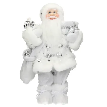 Décoration Père Noël figurine statue poupée de collection Santa Claus blanc 37cm 3