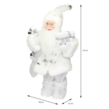 ECD Germany Vadertje Kerstmis Deco Figuur, 37 cm hoog, Wit, met Geschenktas en Geschenken 8