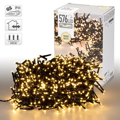 Guirlande lumineuse avec 576 LEDs blanc chaud en cluster intérieur/extérieur 4 m 2