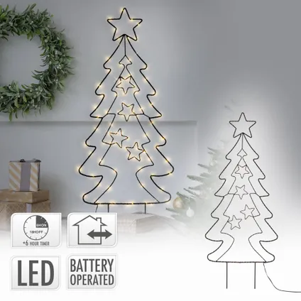 Arbre de Noël avec 90 LEDs blanc chaud décoration pour interieur/exterieur 87 cm 2