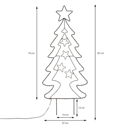 ECD Germany LED Tuinpaal Kerstboom Spar 87 cm 90 LED's Warm Wit 6 7