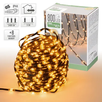ECD Germany LED micro cluster lichtketting 24m 800 LEDs extra warm wit, 8 functies 2
