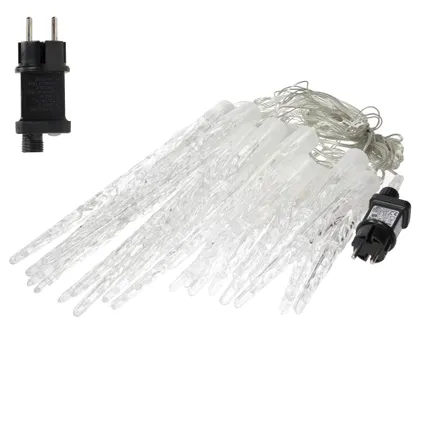 ECD Germany LED Ijspegel Lichtketting koud wit 72 kegels, gordijn 6,9m + 5m kabel, 8 lichtstanden 3