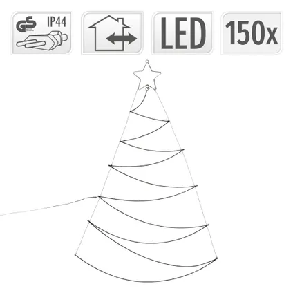 ECD Germany LED kerstboom 150cm 150 LED's warm wit, ster, muurbevestiging 5