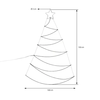 ECD Germany LED kerstboom 150cm 150 LED's warm wit, ster, muurbevestiging 7