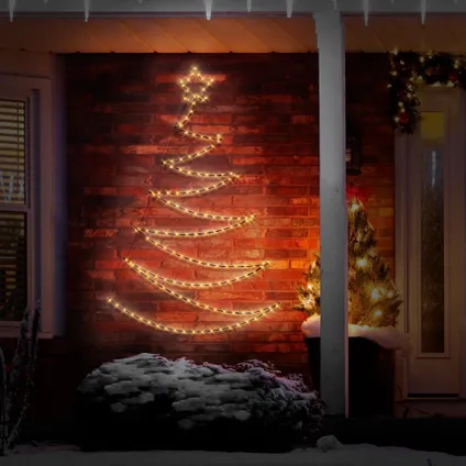 ECD Germany LED kerstboom 150cm 150 LED's warm wit, ster, muurbevestiging 8