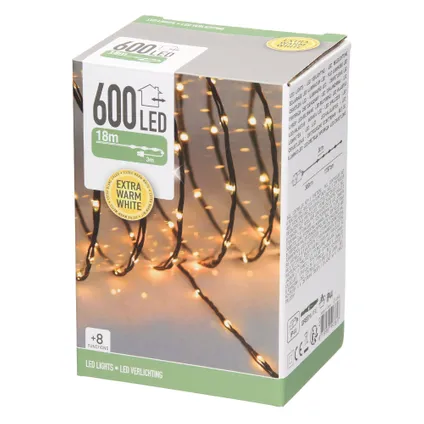 Guirlande lumineuse 600 LED blanc chaud décoration Noël intérieur/extérieur 18 m 4